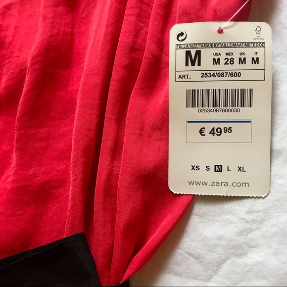 SOLD! N/A - NEW +Tag ~ ZARA ~ V Neck Sleeveless DRESS ~ RED w/ Black Sash ~ Med - Picture 3 of 3